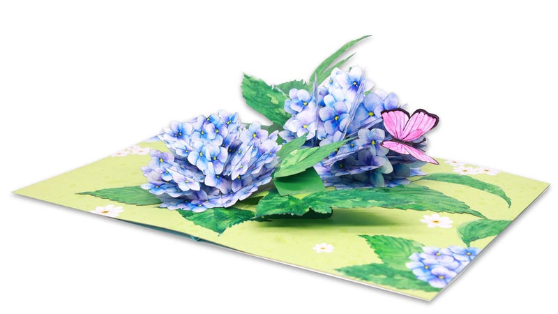Liif Hydrangea Blossoms Butterfly 3D Greeting Pop Up Mother's Day Card, Spring, Summer, Anniversary, Fathers Day, Get Well, Thinking Of You,With Message Note & Envelop,Large Size 8x6 Inch - Image 4